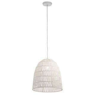 River of Goods Helena 1-Light White Pendant with Woven Dome Shade 20309 | The Home Depot