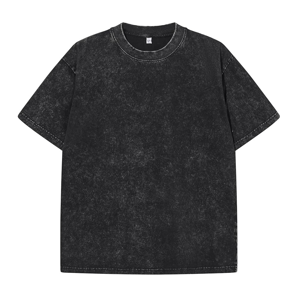 Mens Washed Vintage T-Shirt Summer Casual T Shirts Thick Short Sleeve Loose Crew Neck Cotton Tops | Amazon (US)