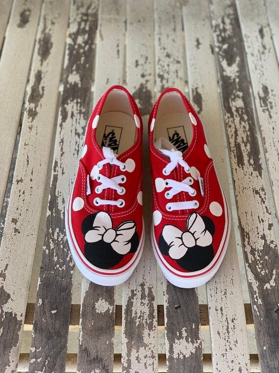 Red Minnie Mouse Kids Vans | Etsy (US)