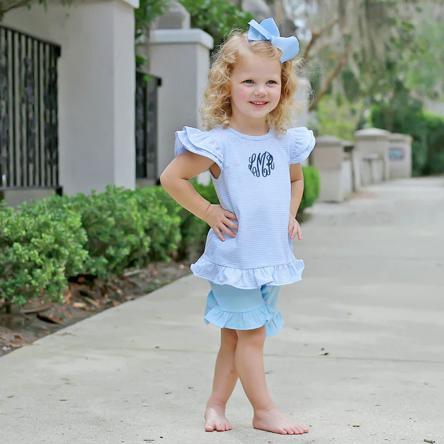 Blue Stripe Milly Short Set | Classic Whimsy
