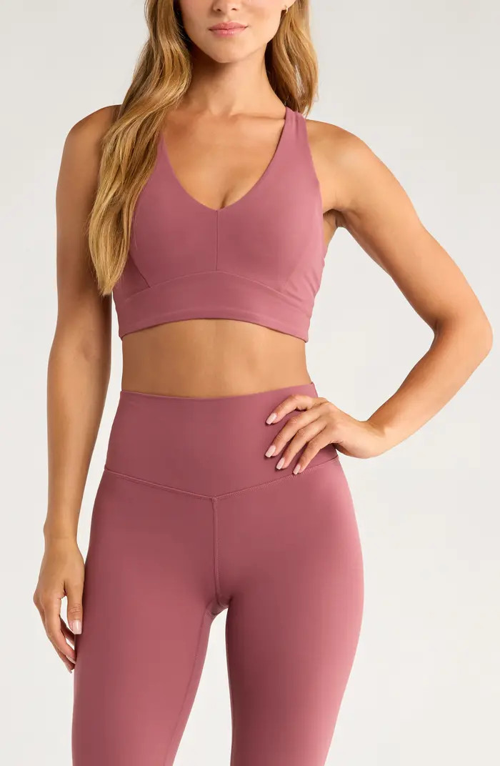 Studio Luxe V-Neck Racerback Sports Bra | Nordstrom