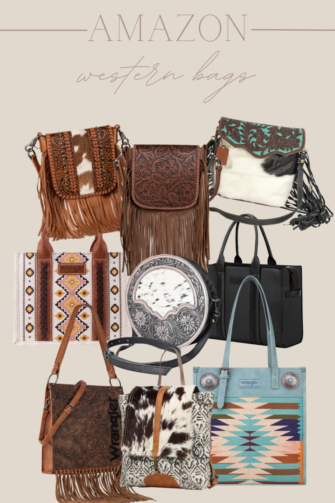 The PERFECT gift for a Western Lover
Western bags under $70 from Amazon #westernamazonfinds #westernamazon
#westernamazonfavorites #westernbags #cowhide #fringebag #westernpurse #cowgirlfashion 

#LTKHoliday #LTKfindsunder50 #LTKGiftGuide
