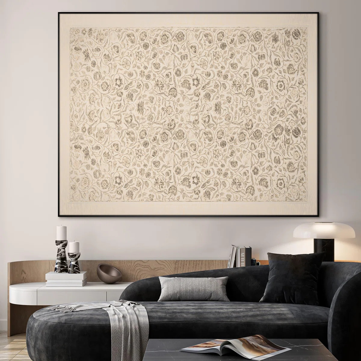 SIGNLEADER Extra Large Framed Wall Art Vintage Botanical Sketch with Detailed Floral Pattern, Cla... | Wayfair North America