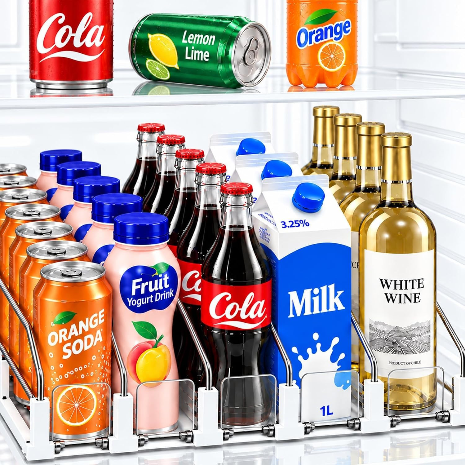 Hanmir Drink Organizer for Fridge, 5 Row Automatic Adjustable Can Dispenser | Amazon (US)