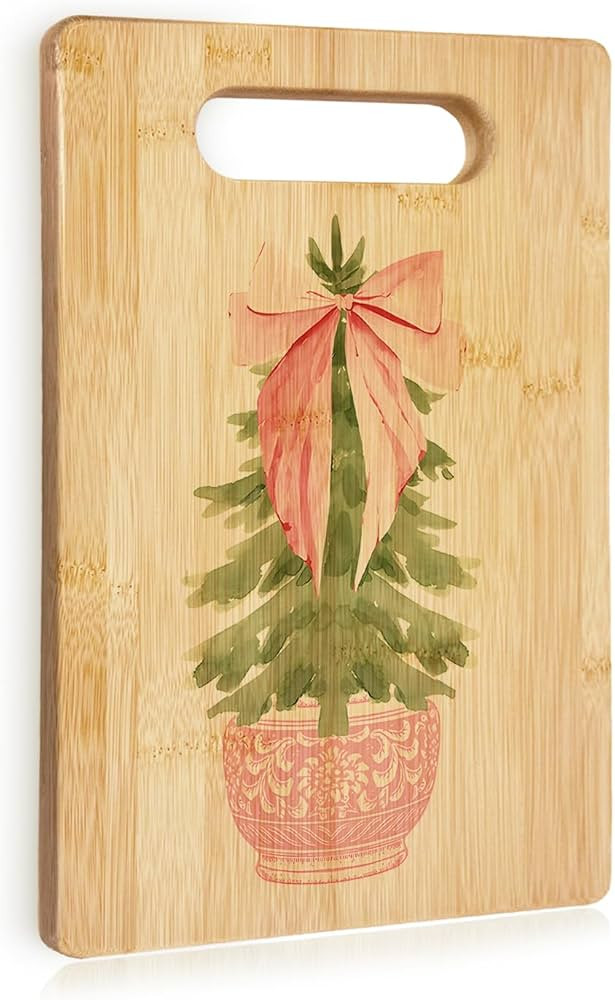 Pink Chinoiserie Christmas Tree Cutting Chopping Boards for Kitchen, Grandmillennial Christmas De... | Amazon (US)