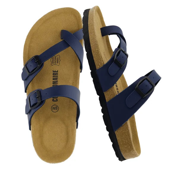 Cushionaire Luna Cork Footbed Sandals for Women – Comfortable Slip-On Women's Shoes with Genuin... | Walmart (US)