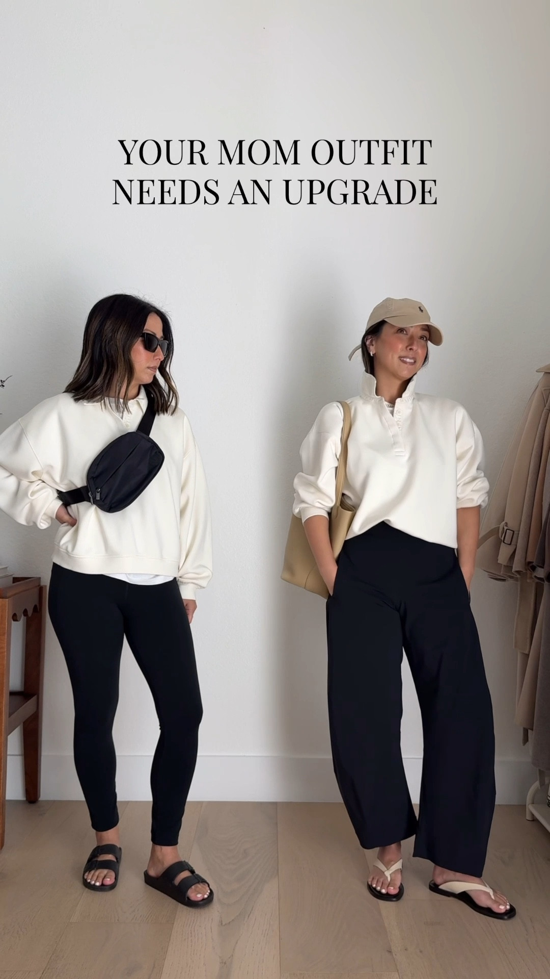 Update your mom outfit - 

Swap out slides for a minimal sandal 
Ditch the leggings
Coordinate your accessories

J.crew collared sweatshirt small - old
Ruti pants petite 4
Everlane leather sandals 5
The Row bag medium
Polo Ralph Lauren hat
Electric picks earrings
Dorsey James necklace 15”

#LTKPetite