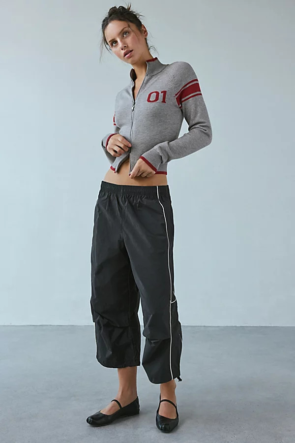 BDG Jess Cropped Nylon Track Pant in Black, Women's at Urban Outfitters | Urban Outfitters (US and RoW)