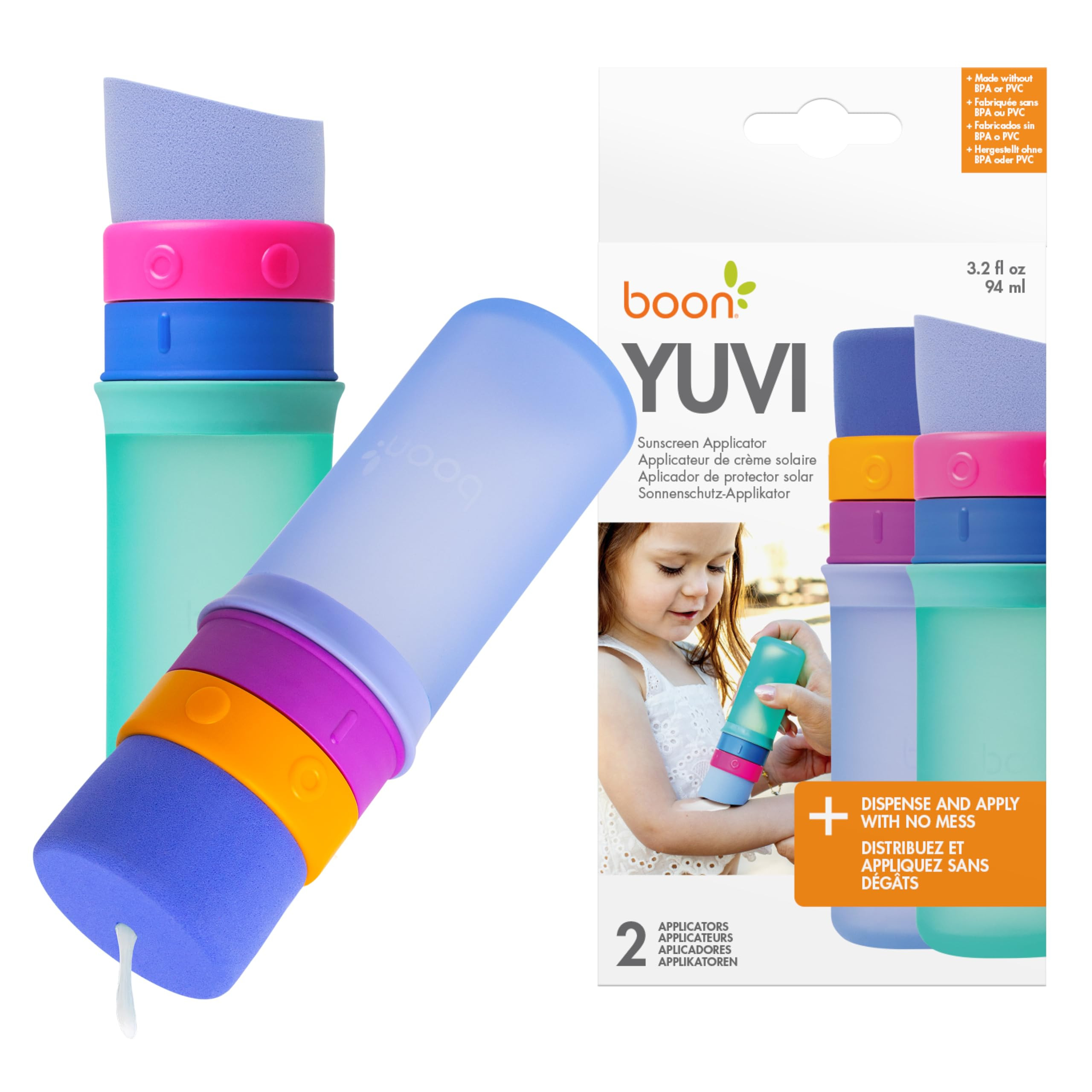 Boon Yuvi Sunscreen Applicator for Kids - Refillable and Spill Proof Kids Sunscreen Brush with So... | Amazon (US)
