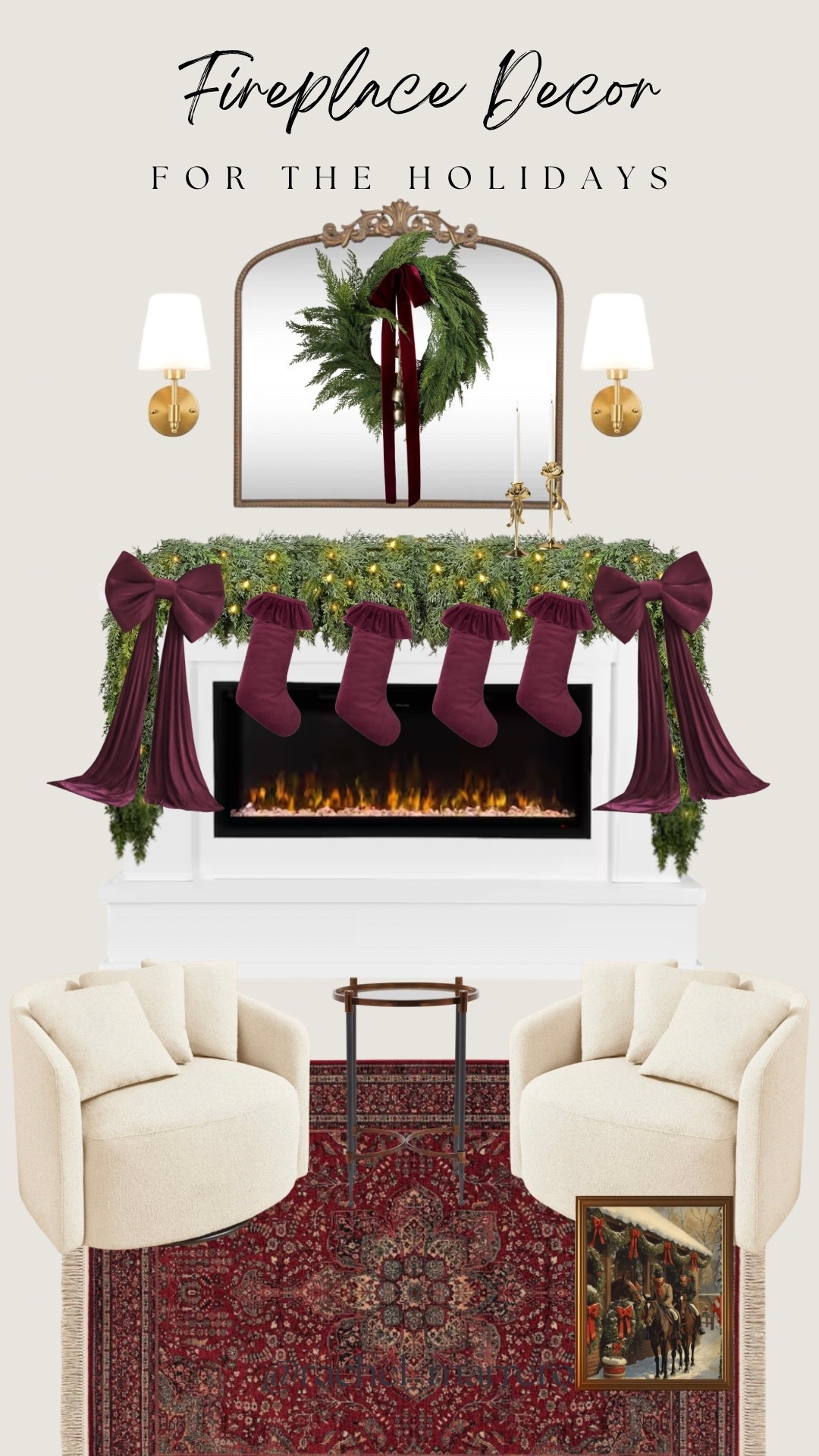 Fireplace decor for the holidays! 


Ralph Lauren, moody, mantel, garland, mirror, wreath, sconces, accent chair, side table 

#LTKHoliday #LTKStyleTip #LTKHome
