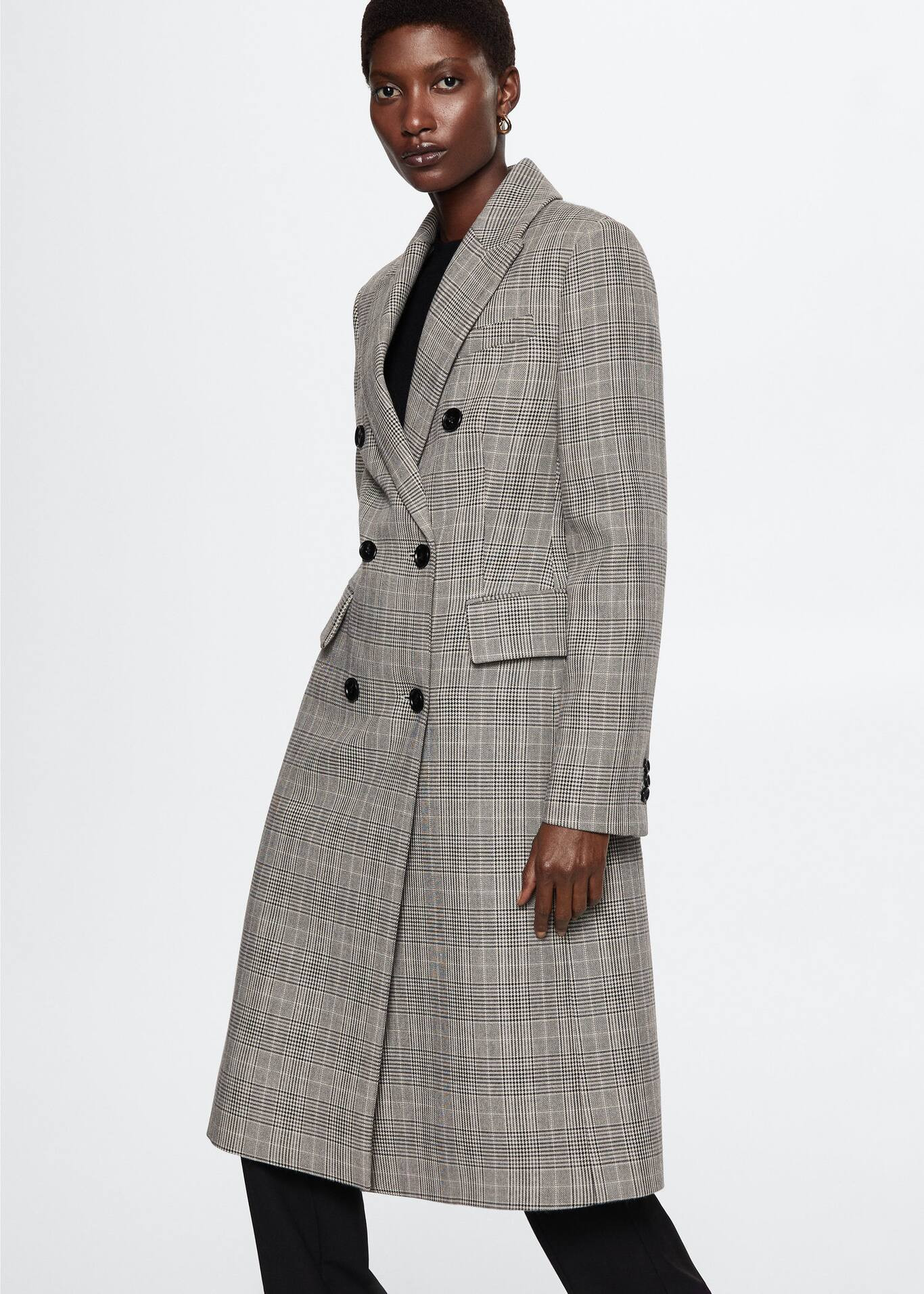 Double-breasted check coat | MANGO (US)