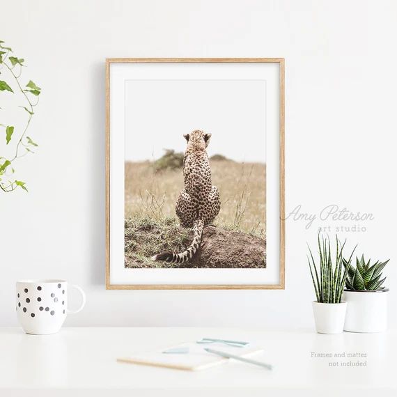 Cheetah Sitting Art Print Safari Animal Art Print Cheetah | Etsy | Etsy (US)