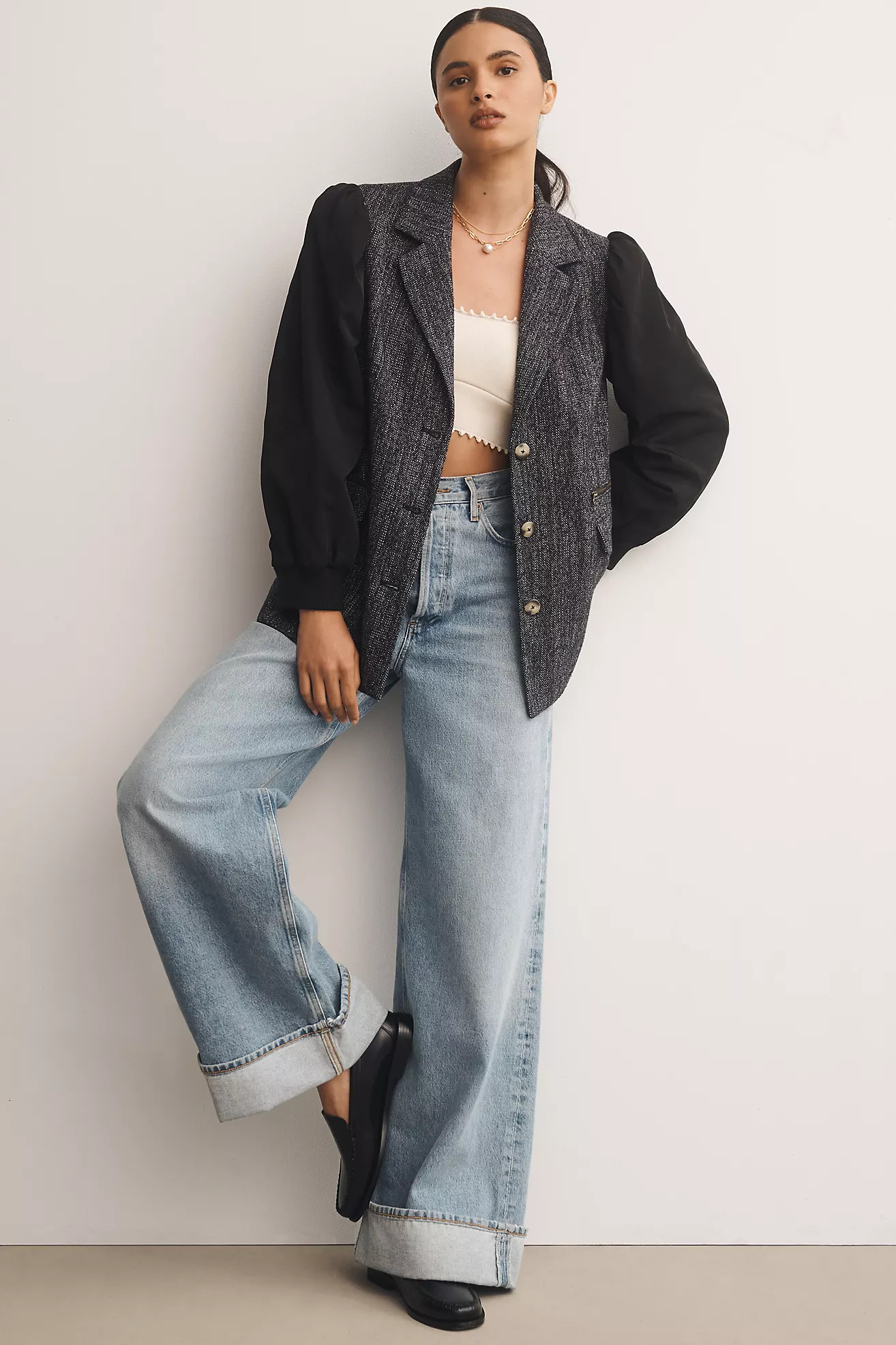 Maeve Mixed Media Relaxed Jacket | Anthropologie (US)