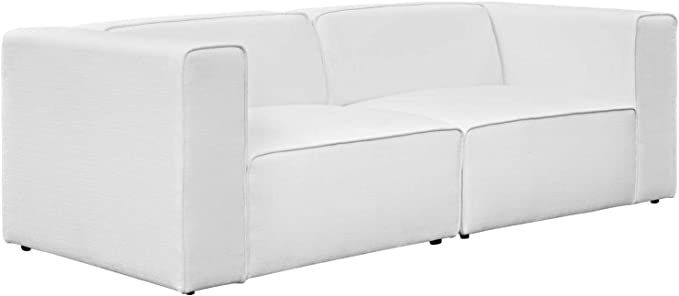 Modway Mingle Contemporary Modern 2-Piece Sectional Sofa Set in White | Amazon (US)