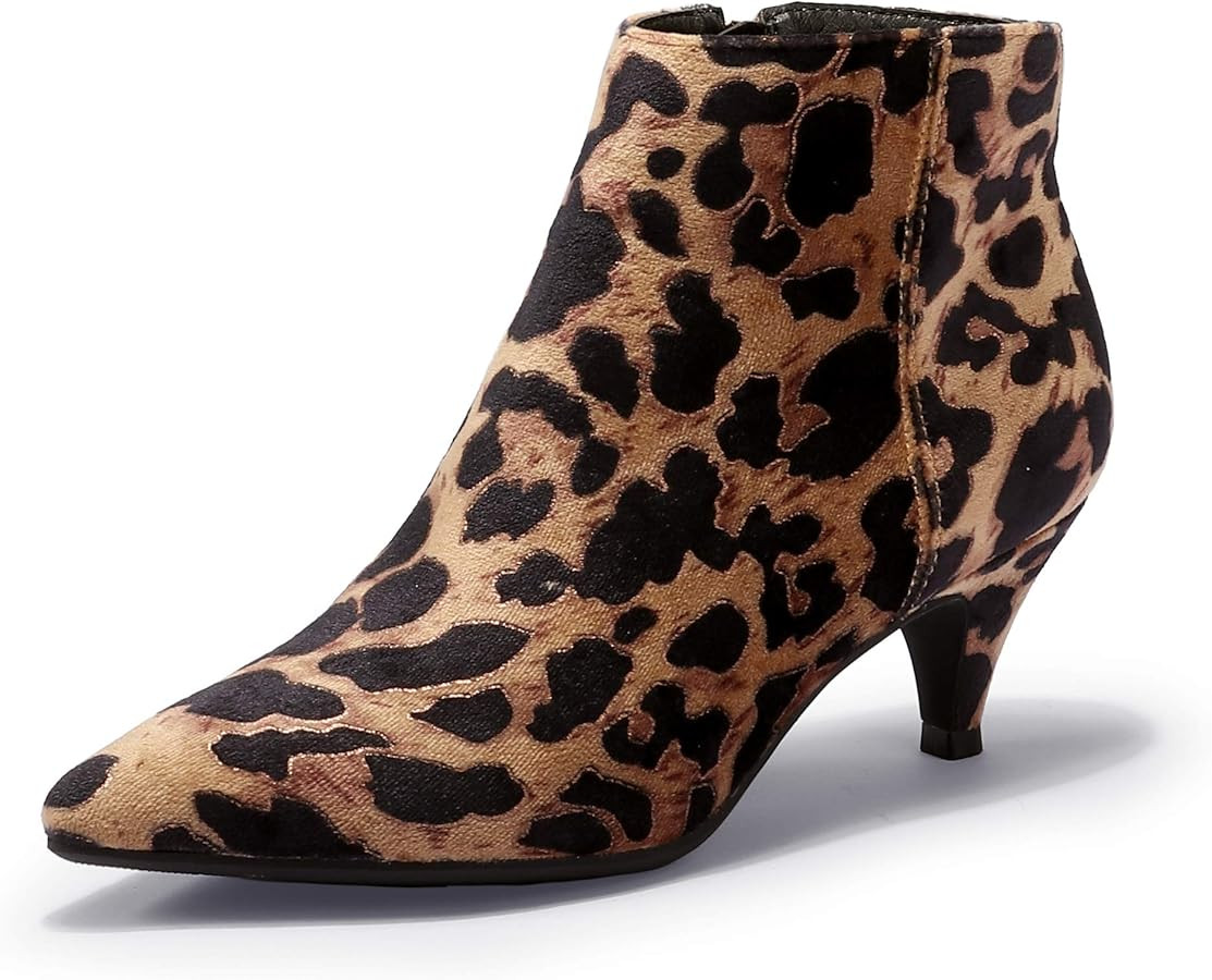 IDIFU Women Booties Low Kitten Heel Ankle Boots Pointed Toe Short Boots Dress Sexy Shoes | Amazon (US)