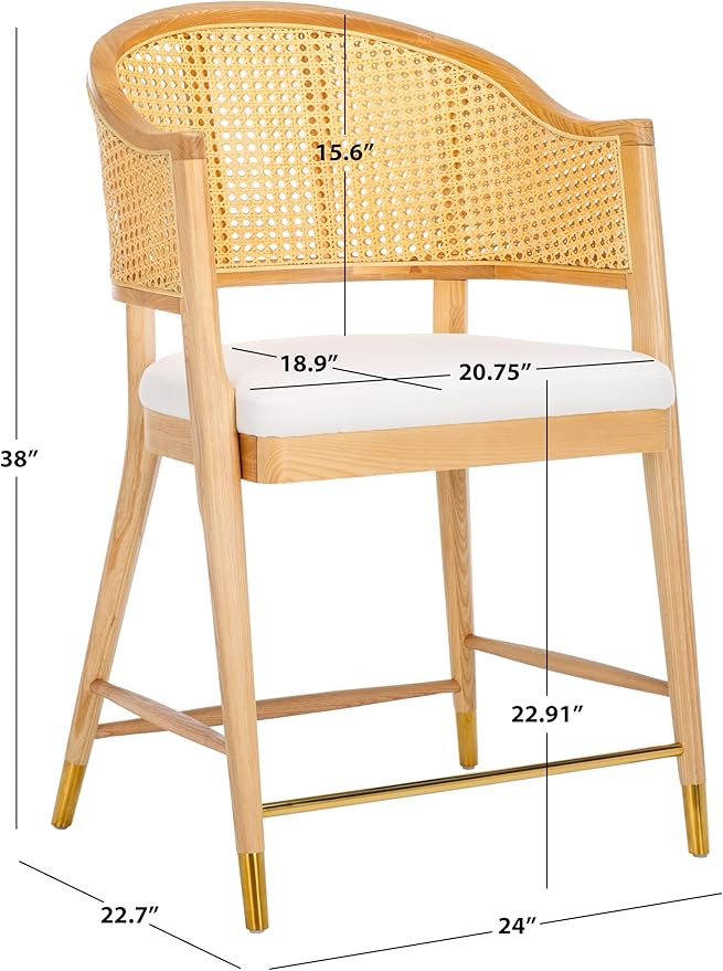 SAFAVIEH Couture Collection Rogue Natural Rattan 23-inch Seat Height Counter Stool (Fully Assembl... | Amazon (US)