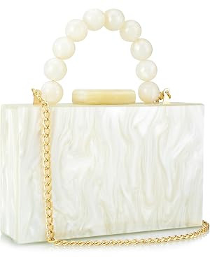 Acrylic Purses Evening Clutch Bag Marbling Handbags for Women Cross Body Bag with Pearl Chain For... | Amazon (US)