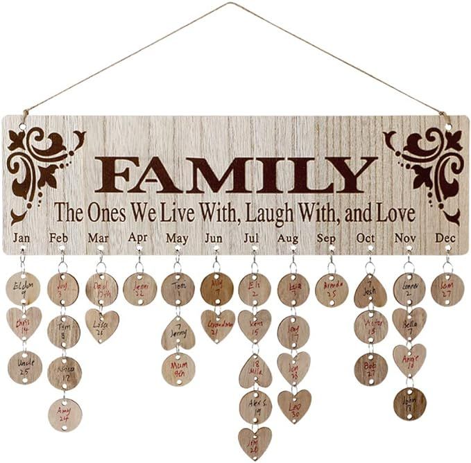 Joy-Leo Gifts for Mom Grandma with Large Family to Remember Birthdays - Wooden Family Birthday Pl... | Amazon (US)