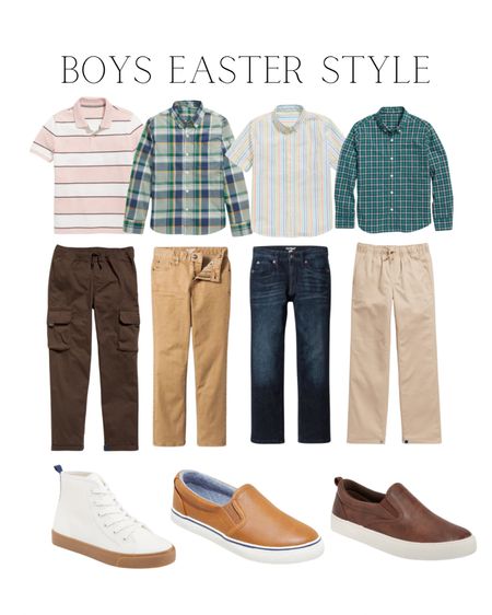 Here are some boy outfits for Easter from Old Navy and Target. They have so many styles to choose from to create mix and match styles! 

Old Navy boy outfits, button down shirts, Easter outfit for boys, boy polo shirts, slip on sneakers, high top sneakers, cargo pants, khaki pants, Target, Cat and Jack outfits for boys 