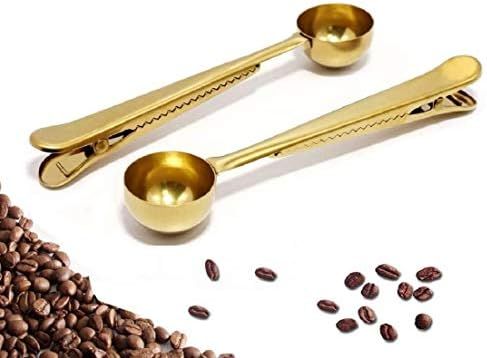 Coffee Scoop Clip - 2 PACK - GOLD - Coffee Spoon Clip - Tea Scoop Bag Clip - Coffee Bag Clip Scoo... | Amazon (US)