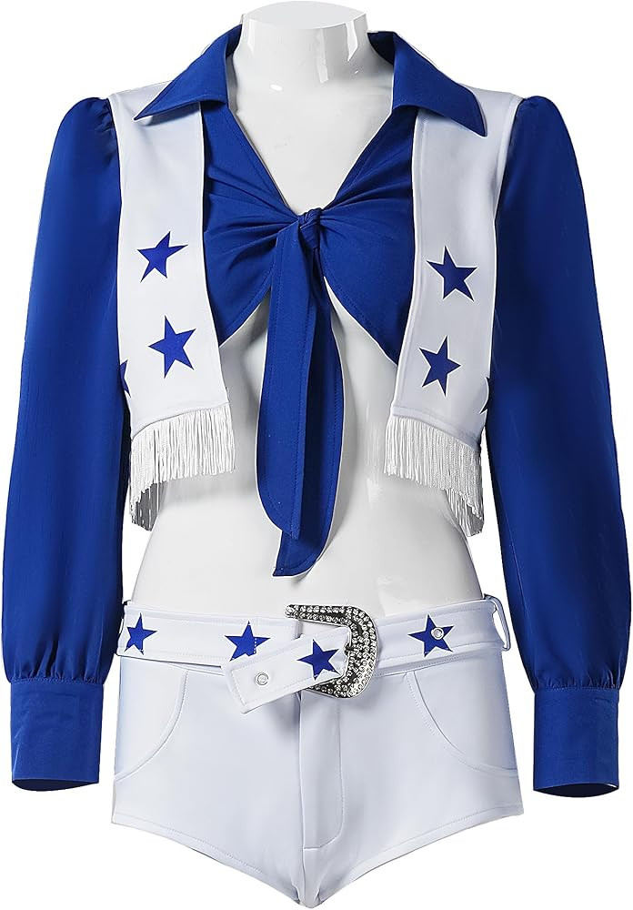 Adult Star Cowboy Cheerleader Costume Women High School Cheerleading Uniform Two Piece Set, stand... | Amazon (US)