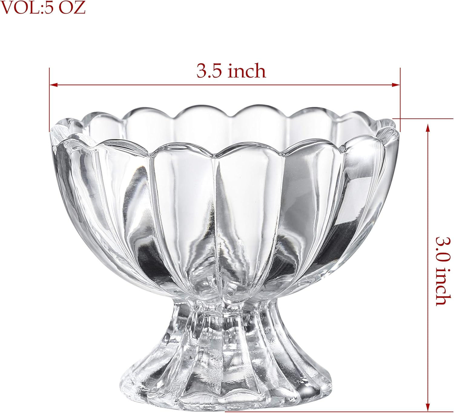 KMWARES 6PCs Set 5.6oz Small Cute Footed Tulip Glass Dessert Bowls/Cups - Perfect for Dessert, Su... | Amazon (US)