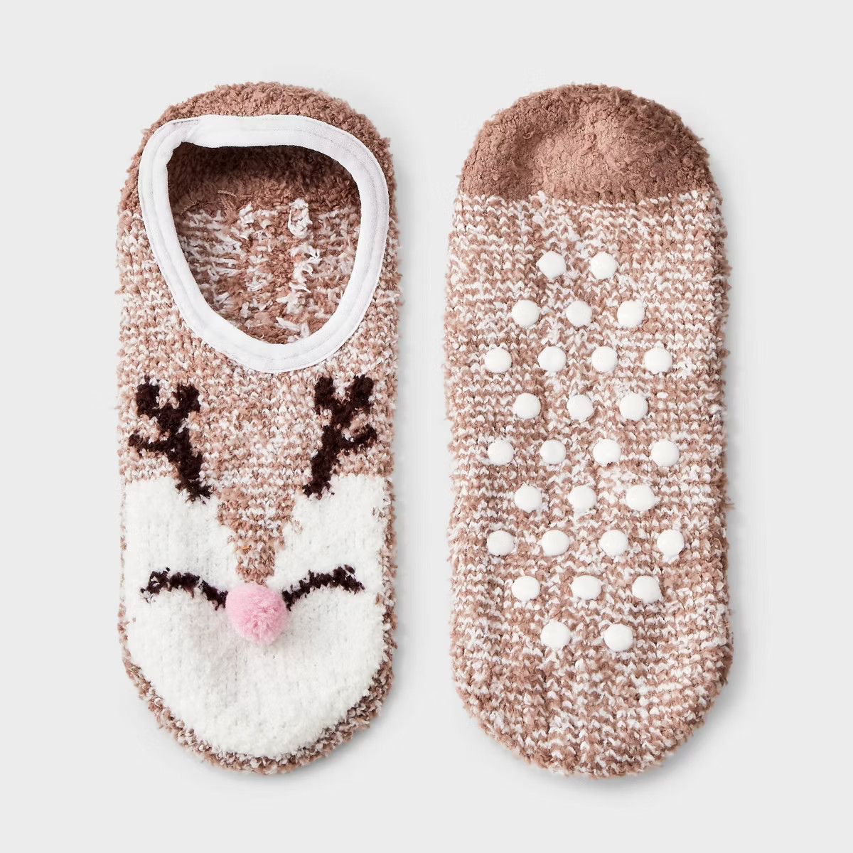 Women's Reindeer Christmas Cozy Liner with Grippers - Wondershop™ Natural Tan 4-10 | Target