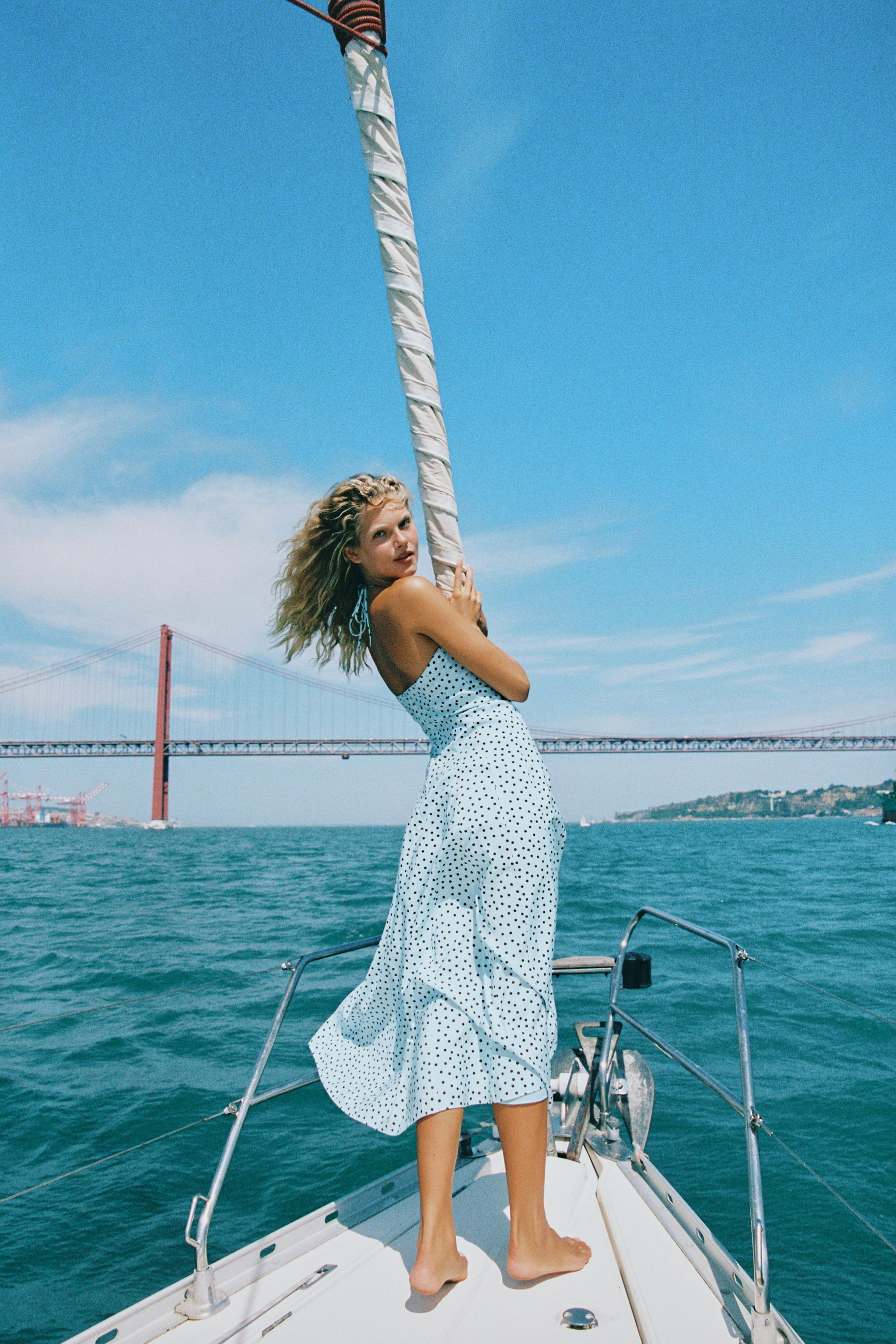 POLKA DOT VOLUME HALTER MIDI DRESS | Zara US