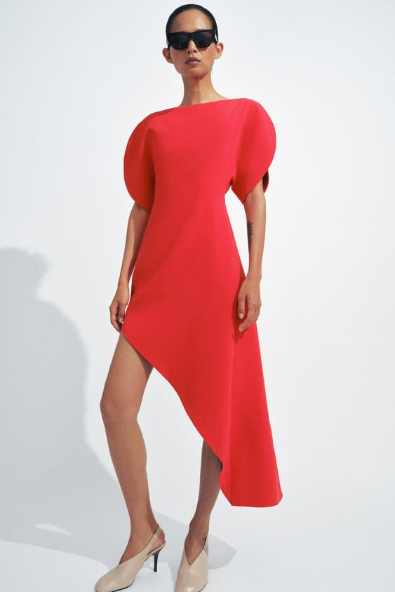 ZW COLLECTION ASYMMETRIC MIDI DRESS | Zara US