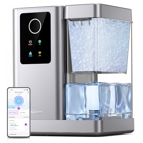Silonn Nugget Ice Maker Countertop with APP & Voice Control, Self Cleaning Ice Machine with 3L Large Water Tank, 44lbs/24H Soft Chewable Ice, Portable Pebble Ice Maker for Home and Party, Silver | Amazon (US)