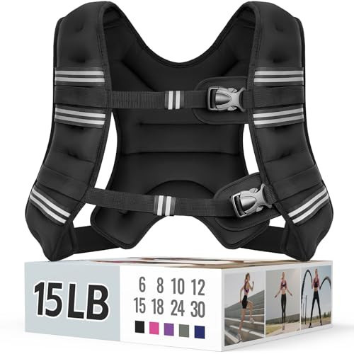Zeerun Weighted Vest for Women & Men with Reflective Stripe and Adjustable Buckle, Comfortable & Durable Rucking Vest for Walking, Running & Strength Training, 15LBS-Black | Amazon (US)