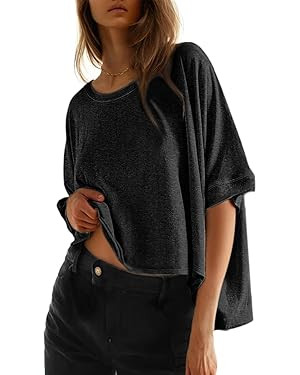 Dokotoo Summer Shirts 2025 Womens Solid T Shirts for Women Loose Oversized Tops Basic Tee | Amazon (US)