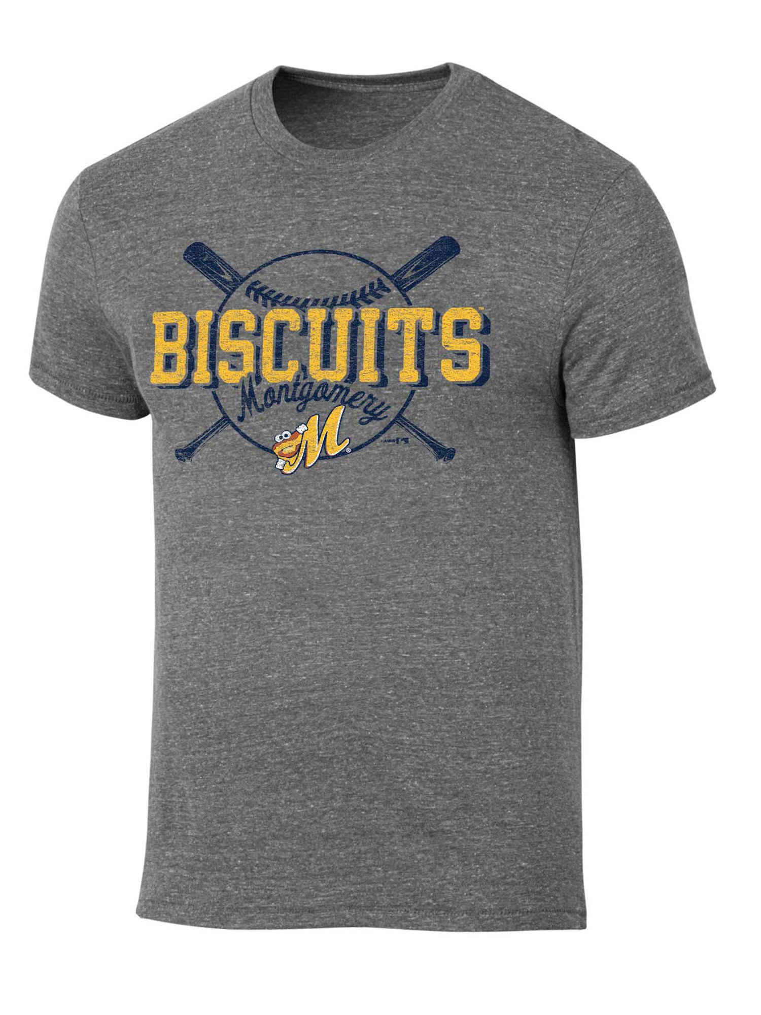 MiLB Montgomery Biscuits Mens Triblend Crew Short Sleeve Tee | Walmart (US)