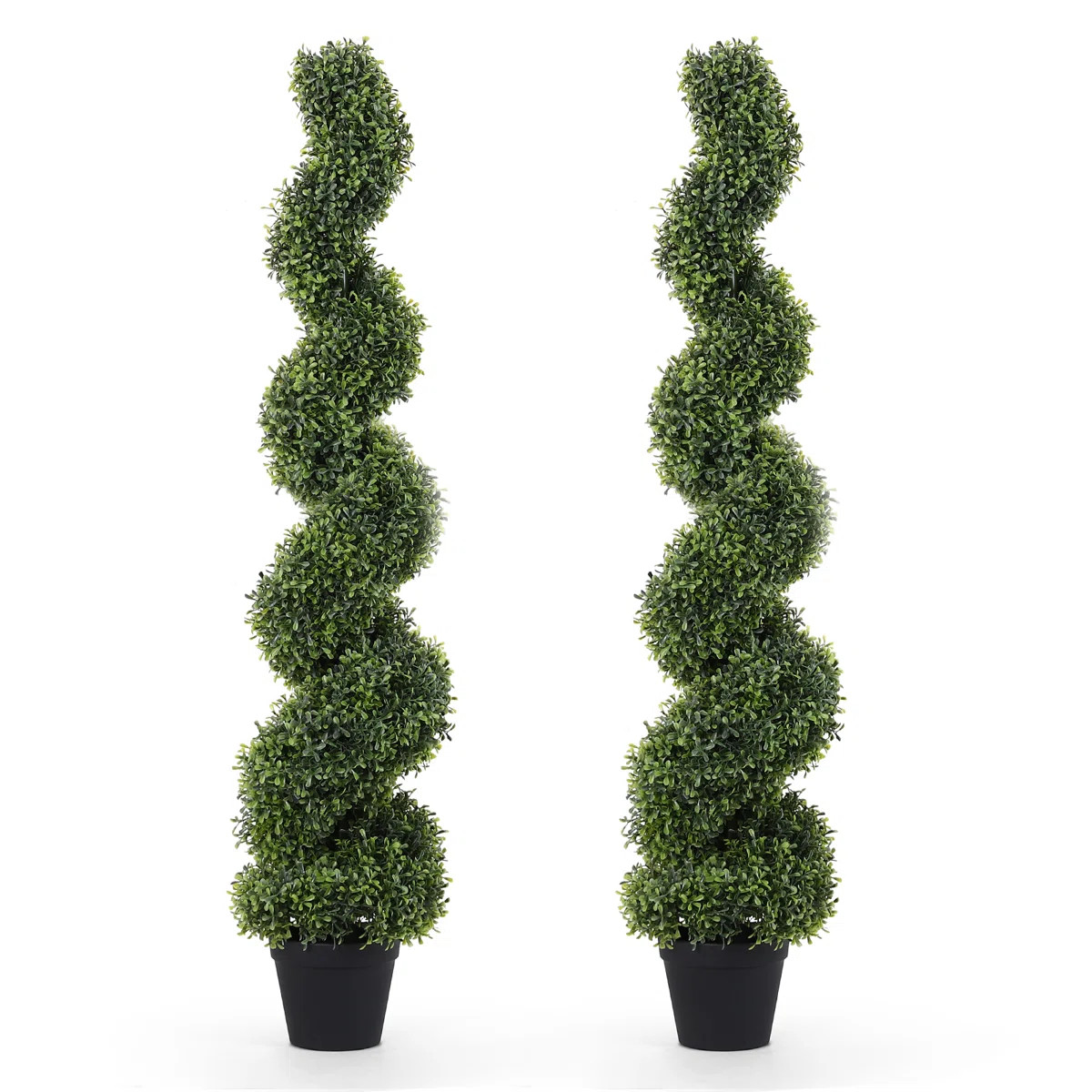 Artificial Potted Spiral Green Boxwood Topiary (Set of 2) | Wayfair North America