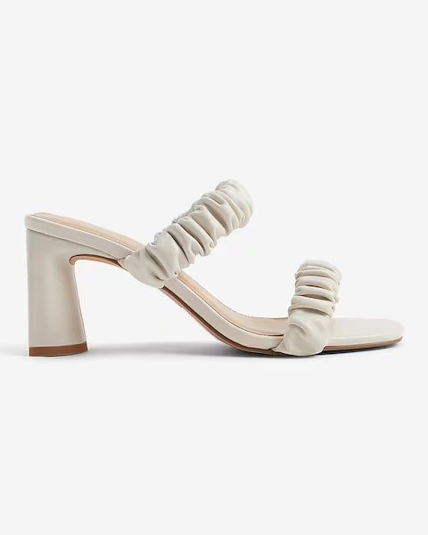 Ruched Double Band Heeled Sandals | Express