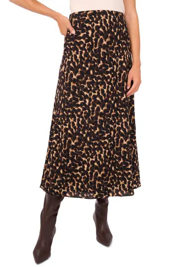 Halogen® Leopard Print Brushed Pull-On Maxi Skirt in Nomad Camel at Nordstrom Rack, Size Xx-Small | Nordstrom Rack