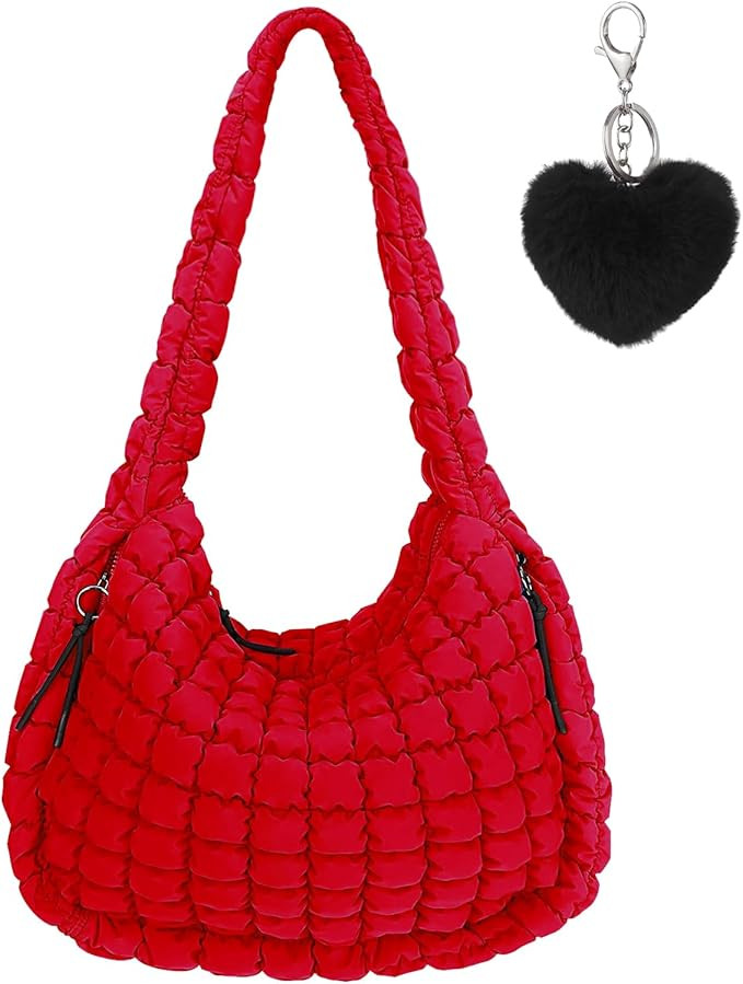 Large Quilted Tote Bag Crossbody Puffer Tote Bags for Women Quilted Hobo Bags Carryall Shoulder B... | Amazon (US)