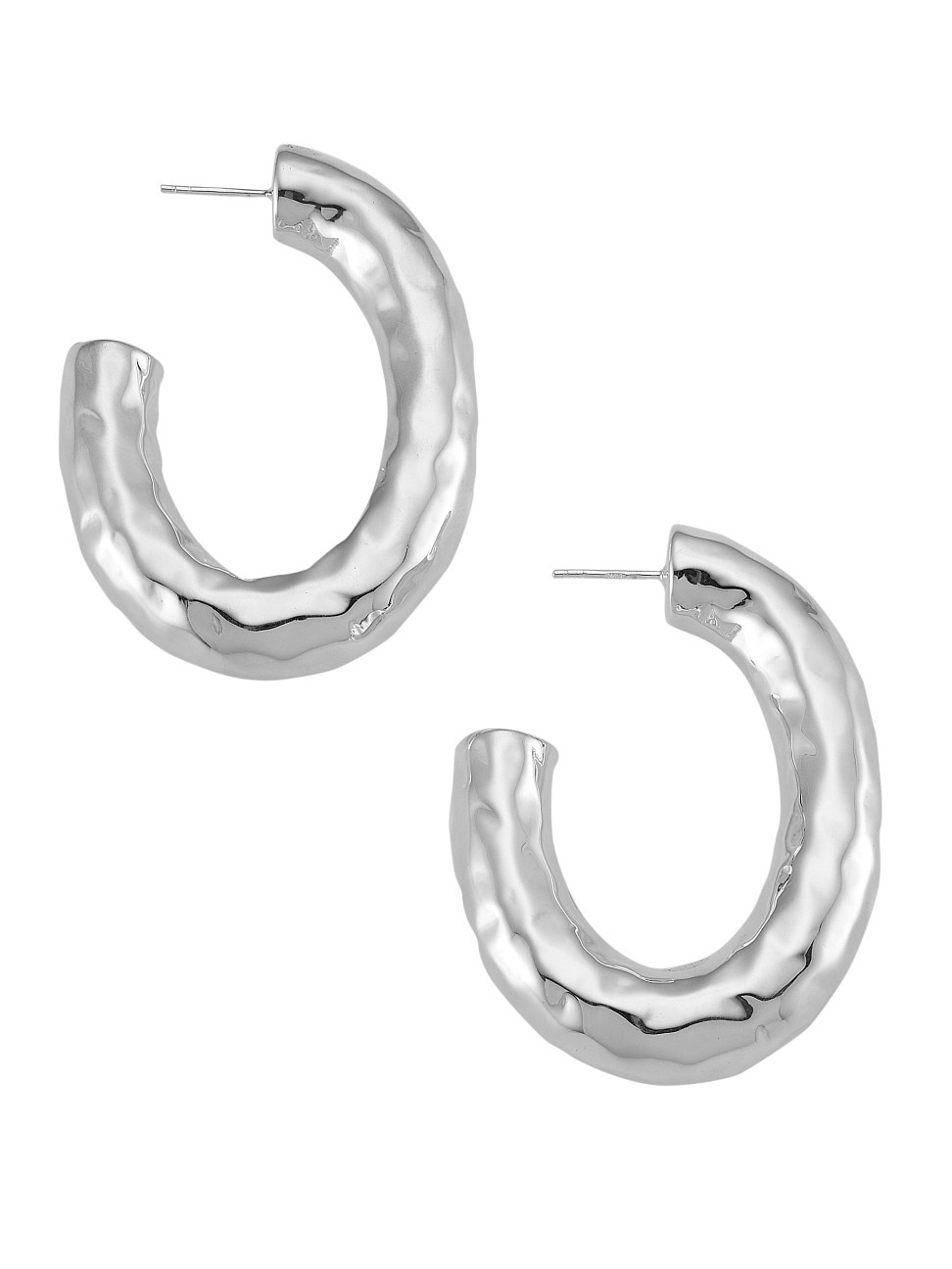 Women's 925 Classico Thick Hammered Oval Hoop Earring - Silver | Saks Fifth Avenue