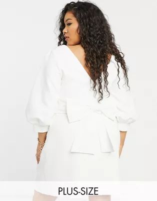 Forever New Curve bow back mini dress in ivory | ASOS (Global)