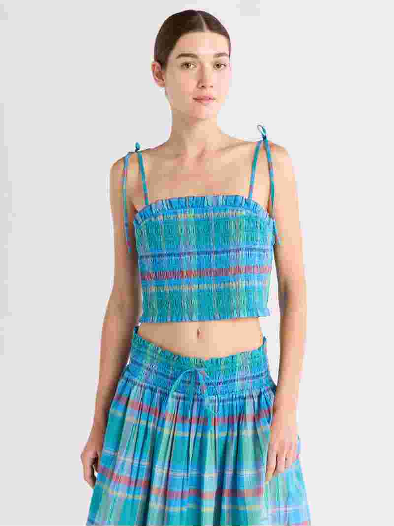 Free Assembly Women's Smocked Cropped Cotton Cami Top, Sizes XS-XXL - Walmart.com | Walmart (US)