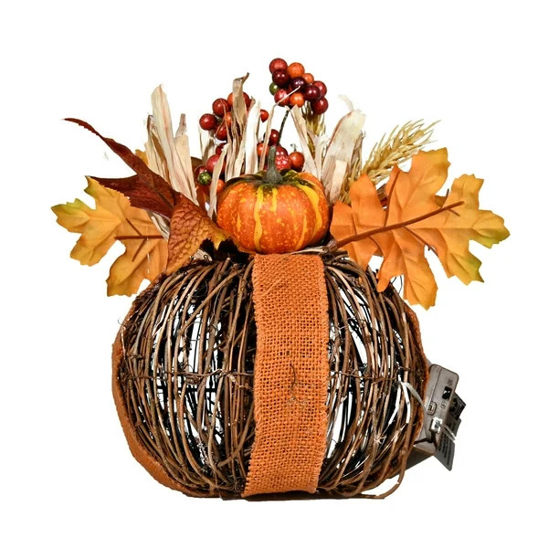 Harvest 7`` Twig Pumpkin Orange - Burlap | Walmart (US)