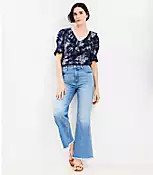 Frayed High Rise Wide Leg Crop Jeans in Light Wash | LOFT