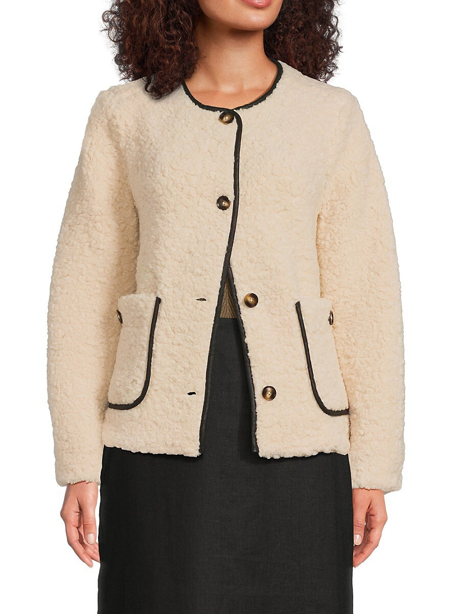 Saks Fifth Avenue Women's Faux-Shearling Contrast-Trim Jacket - Size S | Saks Fifth Avenue OFF 5TH