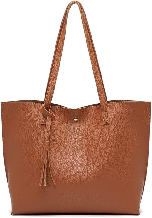 Dreubea Women's Soft Faux Leather Tote Shoulder Bag from, Big Capacity Tassel Handbag | Amazon (US)