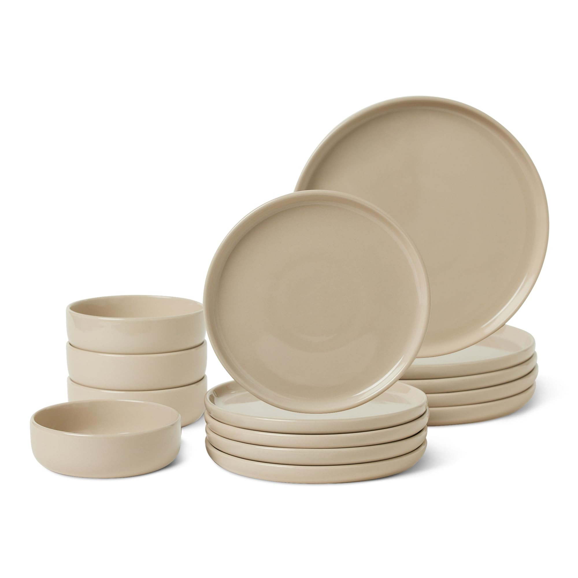 Amazon Basics Glazed Stoneware Dinnerware, 12-Piece Set, 4 Full Place Settings, Dishwasher-Safe, ... | Amazon (US)