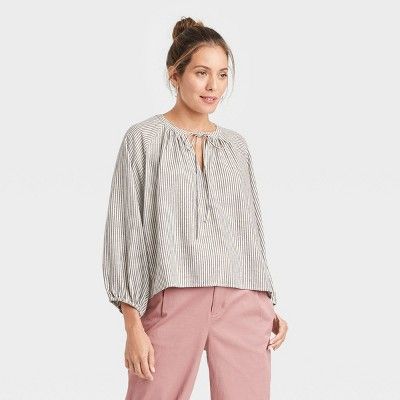 Women's Raglan Long Sleeve Tie-Front Top - A New Day™ | Target