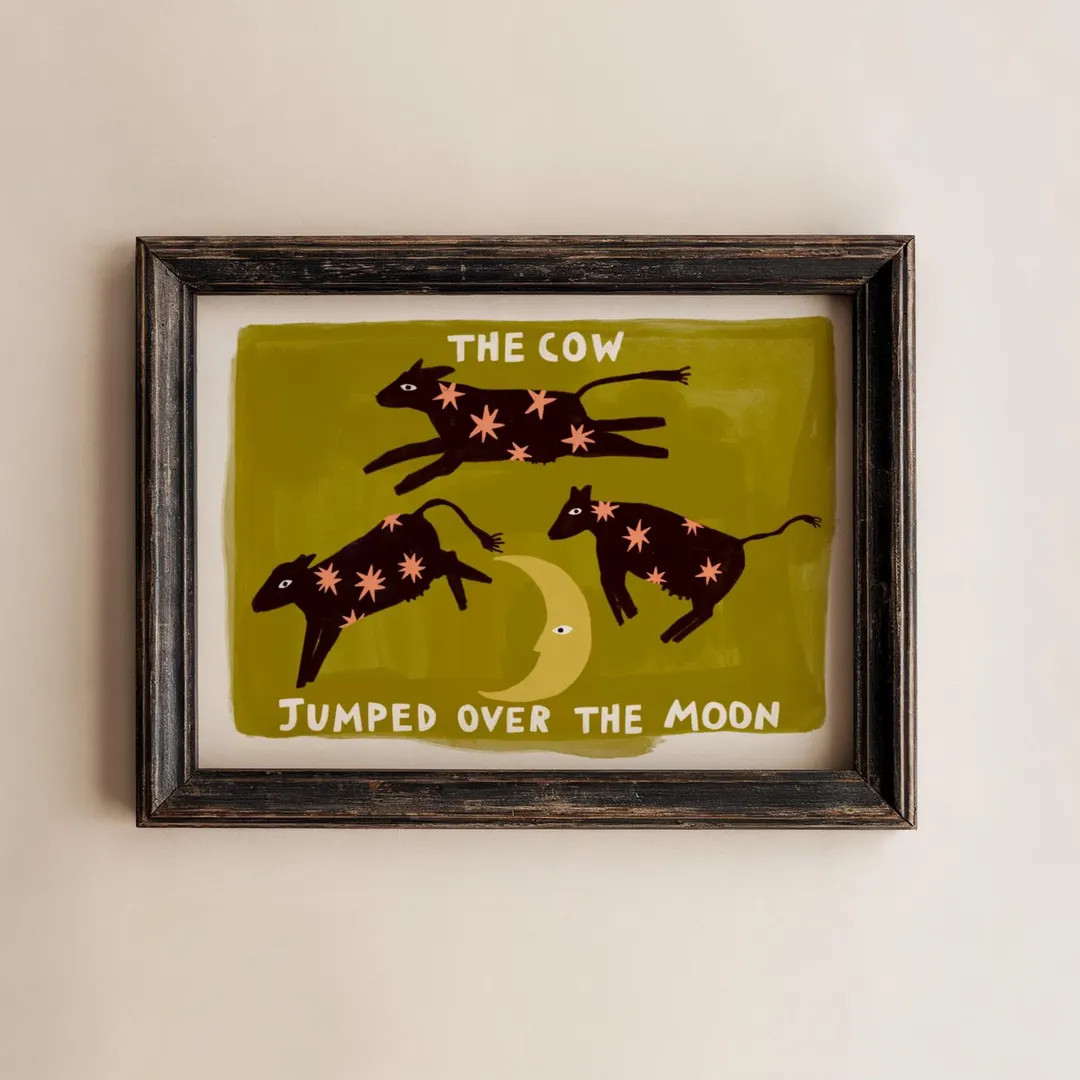 The Cow Jumped Over the Moon Print, Nursery Rhyme Print, Children’s Room Decor, Nursery Decor, ... | Etsy (US)