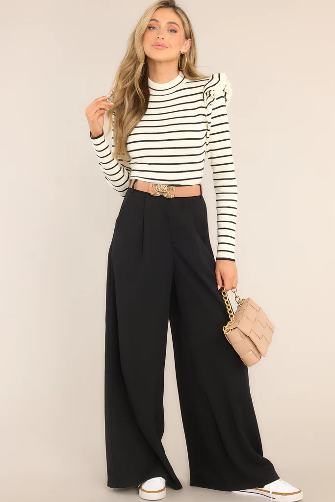 Office Chic Black Wide Leg Pants | Red Dress 