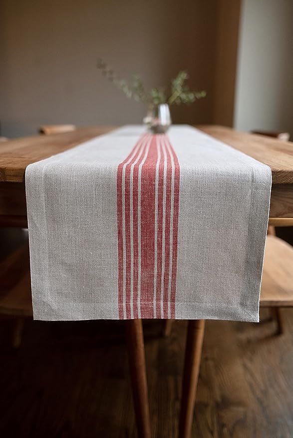 Solino Home Farmhouse Stripe Table Runner – 14 x 60 Inch, 100% Natural Fabric, Handcrafted Mach... | Amazon (US)