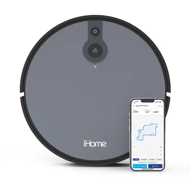 iHome AutoVac Juno Robot Vacuum, Mapping Technology, Strong Suction, 120 Min Runtime, App + Remot... | Walmart (US)